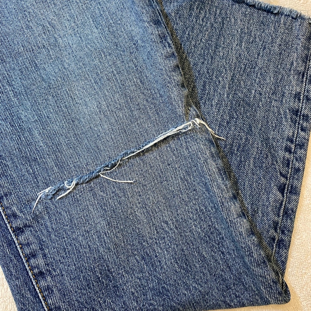Free People Jeans Women's Size 28 Blue Denim Medium Wash Button Fly Distressed - Picture 2 of 10